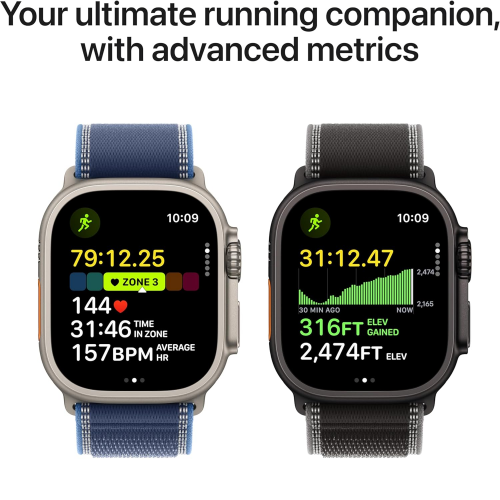 Apple Watch Ultra 3 GPS + Cellular 49mm Natural Titanium Case with Black/Blue Ocean Band (M/L) /MEWU4/ - 4