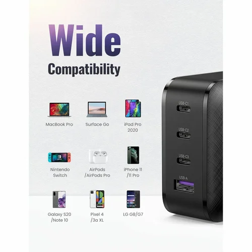 UGREEN USB-A + 3*USB-C 65W GaN Fast Charger (70774) / Цэнэглэгч , Адаптер / - 2