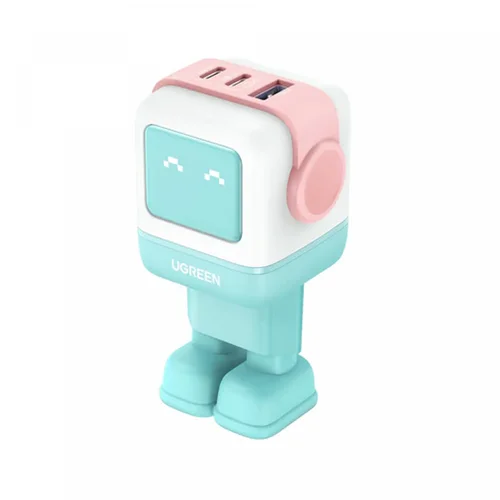 UGREEN UNO USB-A + 2*USB-C 65W GaN Fast Charger, Pink-Blue (35855) / Цэнэглэгч , Адаптер / - 1