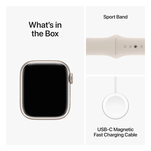 Apple Watch Series 9 GPS 45mm Starlight Aluminium Case with Starlight Sport Band (M/L) /MR973/ - 6