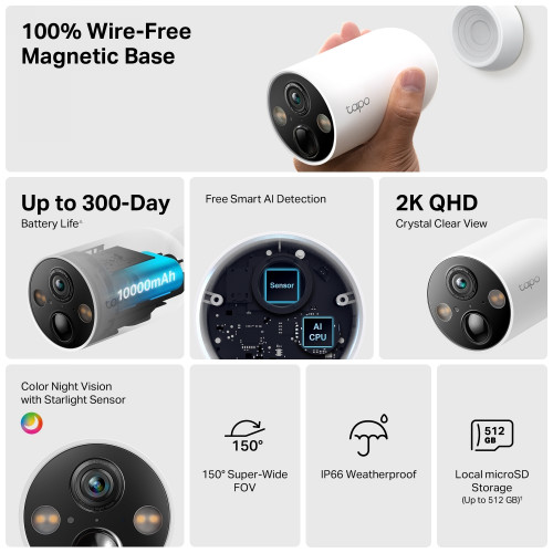 Tapo C425 Smart Wire-Free Security Camera with Battery / Гэрийн камер / - 6