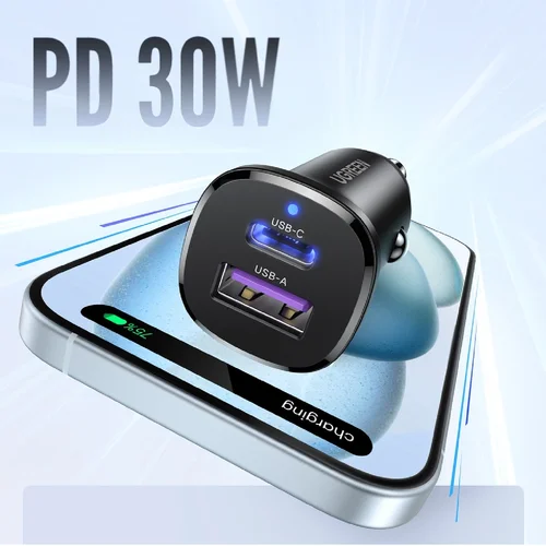 UGREEN USB-C USB-A 30W Fast Car Charger (25845) / Цэнэглэгч , Адаптер / - 3
