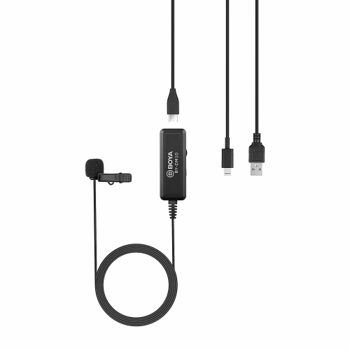 BOYA BY-DM10 Digital Lavalier Microphone with Monitoring & iOS and USB Type-A Cables