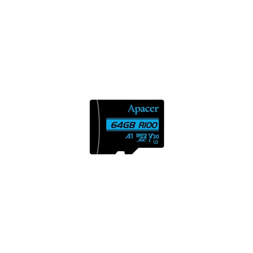 Apacer 64GB R100 UHS-I U3 V30 100MB/s Micro SD Memory Card /AP64GMCSX10U8-R/ - 1