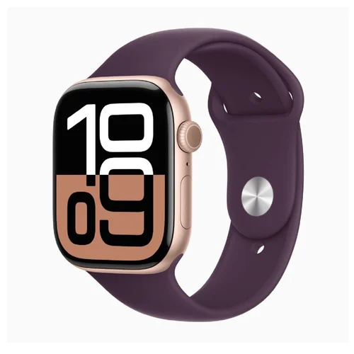 Apple Watch Series 10 GPS 46mm Rose Gold Aluminium Case with Plum Sport Band (S/M) /MWWV3/ - 1