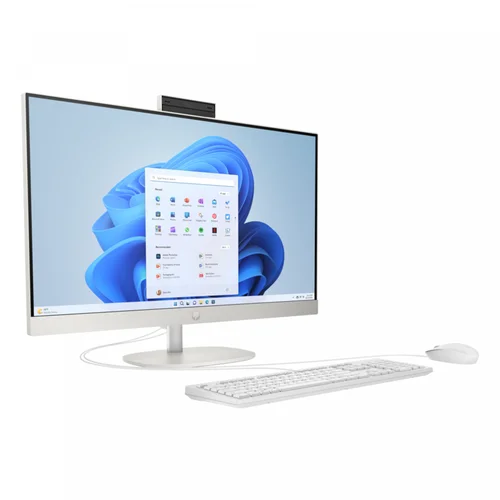 HP 24-cr0114d AIO PC Intel Core i7-1355U 5.0 GHz, DDR4 8GB RAM, 512GB PCIe NVMe M.2 SSD, Intel Iris Xe Graphics, FHD 23.8-inch Non-Touch, Win11 Home, K&M, Shell White - 2