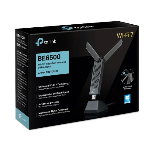 TP-Link Archer TBE400UH BE6500 High Gain Tri-Band Wi-Fi 7 USB Adapter - 5