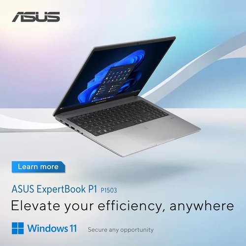 ASUS ExpertBook P1 P1503CVA 15.6-inch Intel Core 7-240H, DDR5 16GB RAM, 512GB PCIe NVMe M.2 SSD, Intel Arc Graphics, 15.6-inch FHD Display, Win11 Home, Gentle Grey - 6